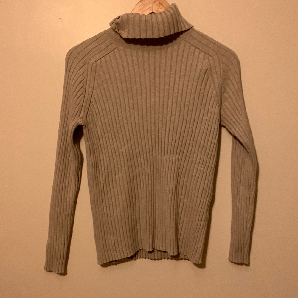 Tan ribbed BR turtleneck sweater